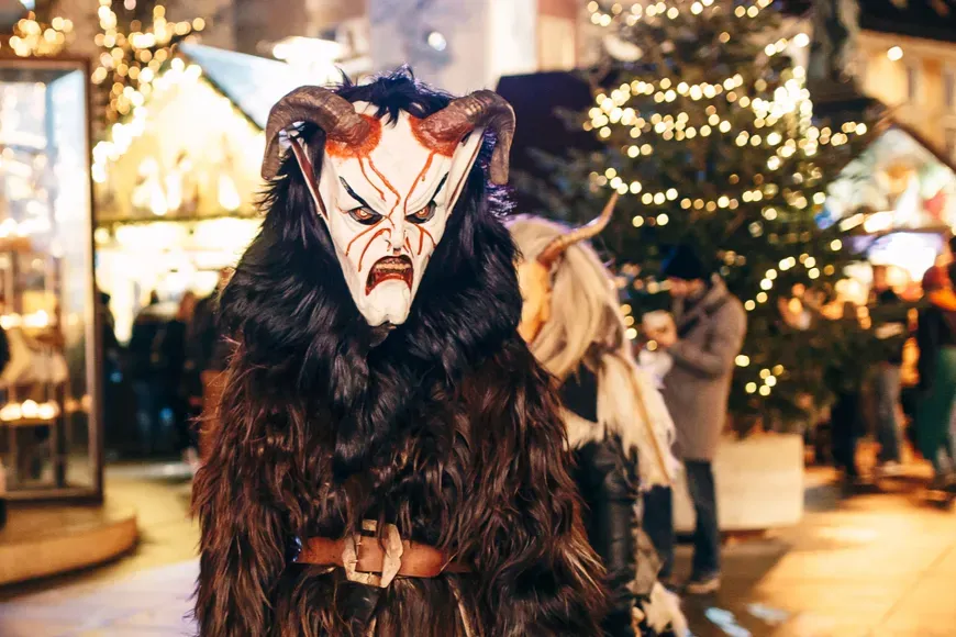 Krampus masked People in Graz at a Krampus Festival